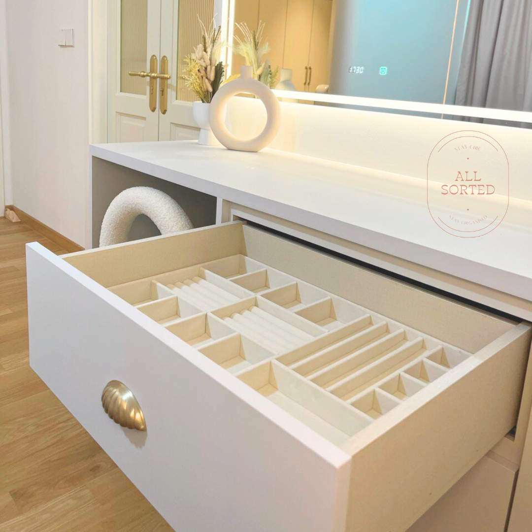 All Sorted SG | Customised Jewellery Accessories Tray | Made to Order | Premium Material | Perfect Fit For Your Drawer | Free delivery to Singapore | Personalised Jewellery Compartments | Wardrobe Organisers |  Ikea Drawer Inserts | Customized Jewelry Tray 