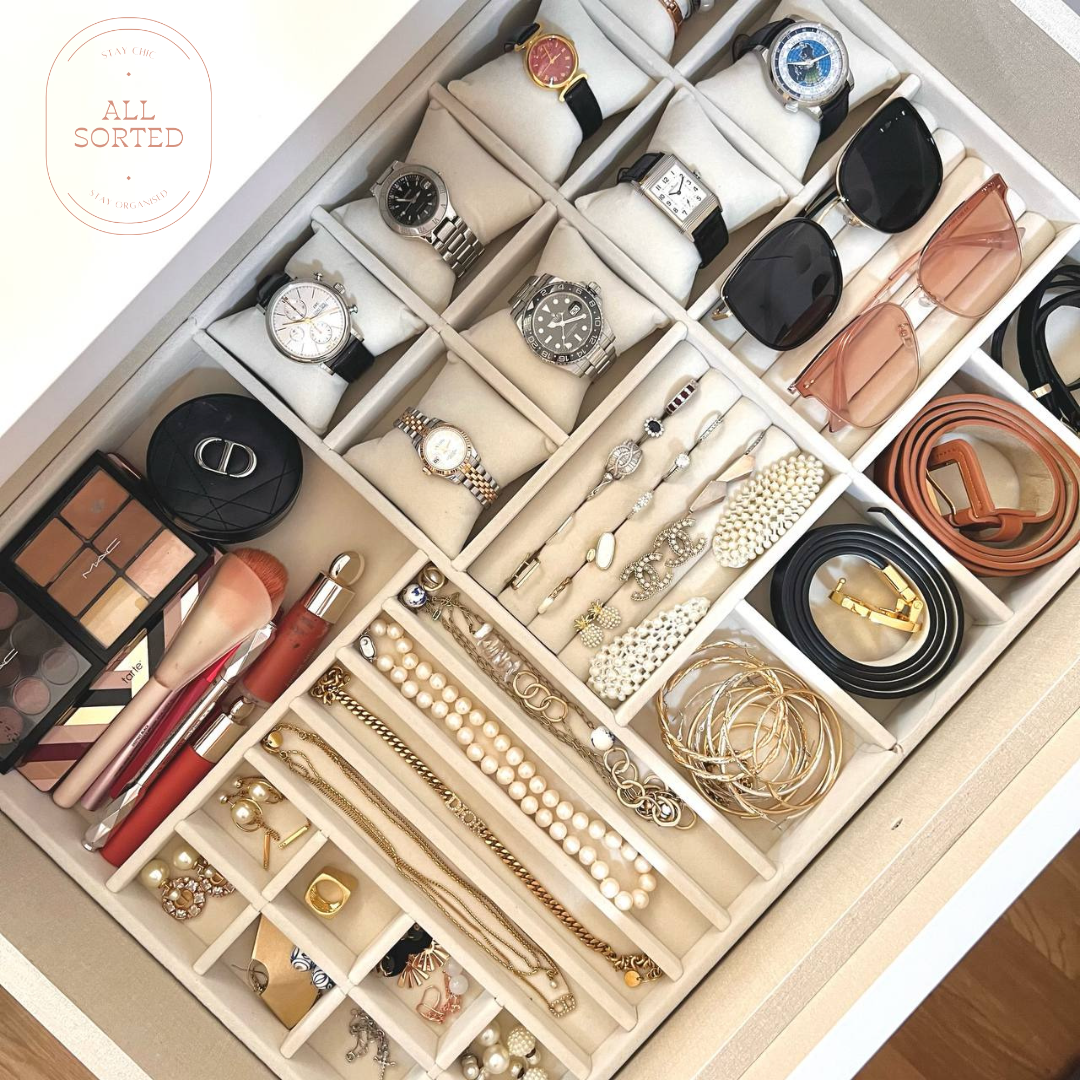 All Sorted SG | Customised Jewellery Accessories Tray | Made to Order | Premium Material | Perfect Fit For Your Drawer | Free delivery to Singapore | Personalised Jewellery Compartments | Wardrobe Organisers |  Ikea Drawer Inserts | Customized Jewelry Tray 